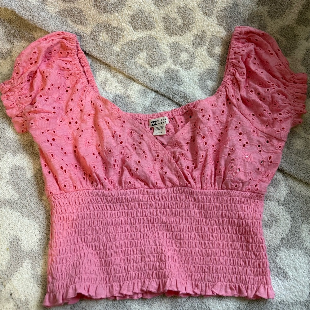Pink Eyelet Crop Top